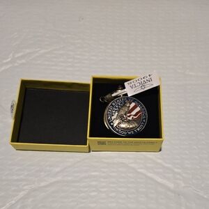 Invicta Pocket Watch Keychain with Eagle and Flag Design